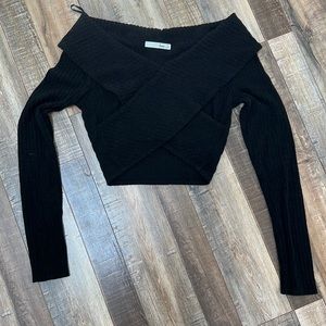 Off the shoulder cross front crop top